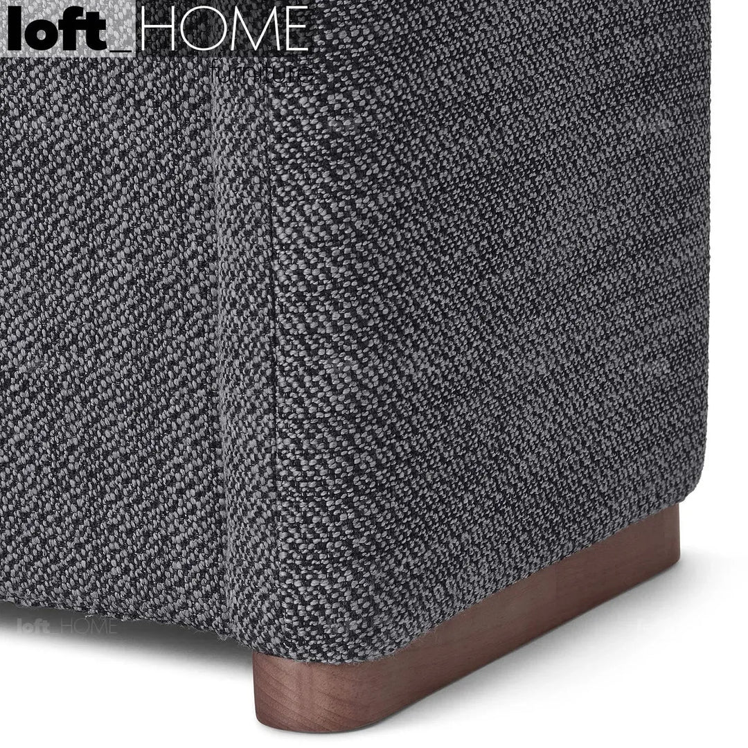 Modern fabric storage dining bench palmi in panoramic view.