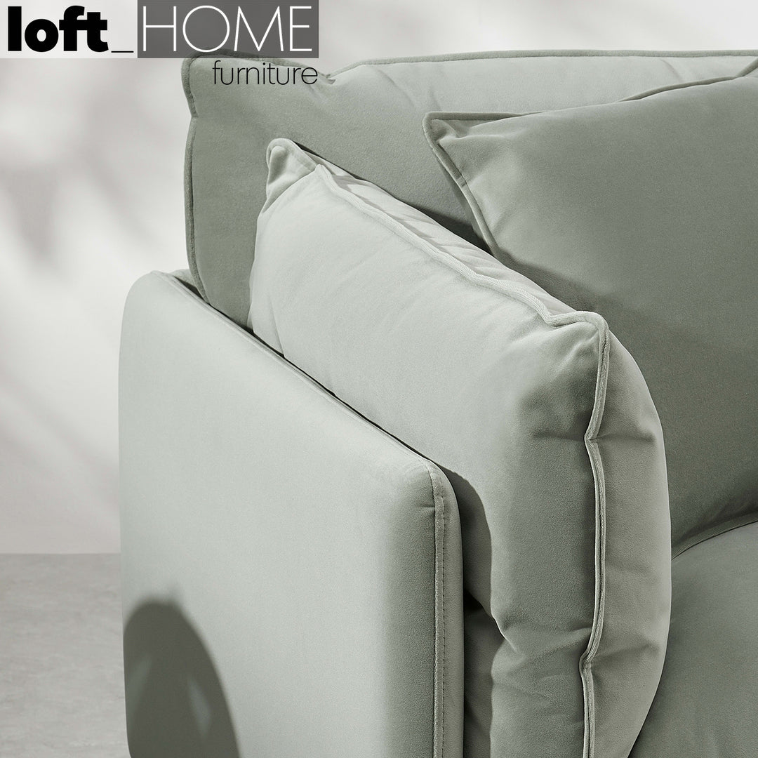 Modern Velvet L shape Sofa MALINI Sage Green 3+L Life Style