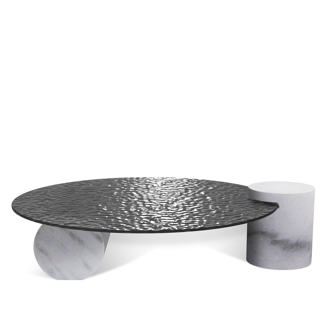Modern Fused Glass Coffee Table VERRE PARTICULIER MARBLE White Background
