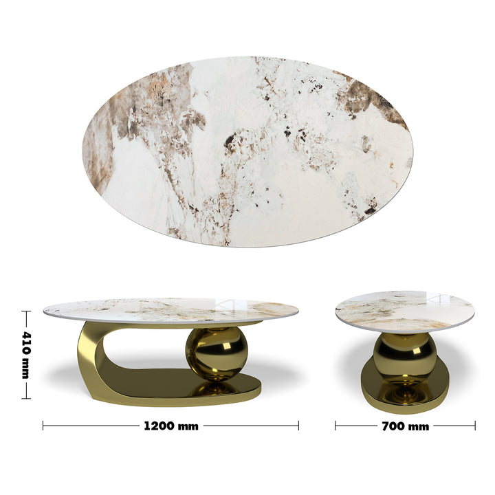 Modern Sintered Stone Coffee Table GLOBE GOLD Size Chart