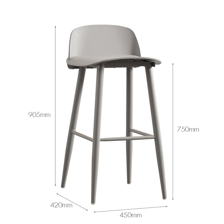 Scandinavian Plastic Bar Chair NORMANN PP GREY Size Chart