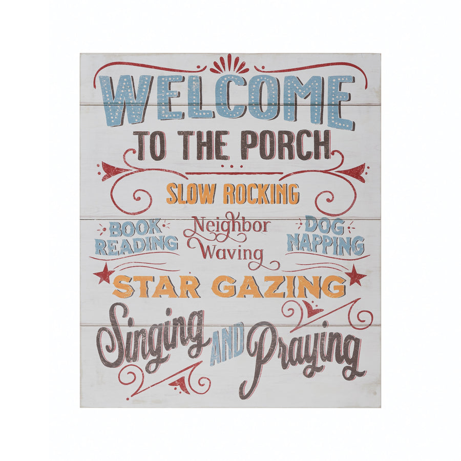 Wood Wall Decor "Welcome To The Porch" White Background