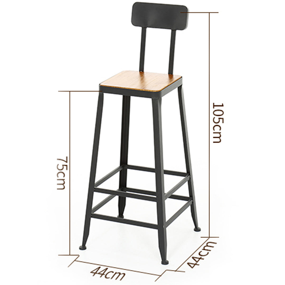 Industrial Pine Wood Bar Chair STARBUCK WOOD SQUARE Size Chart