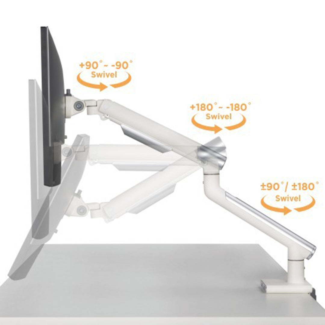 Modern Metal Single Monitor Premium Slim Aluminium Spring-Assisted Monitor Arm With USB Ports Color Swatch