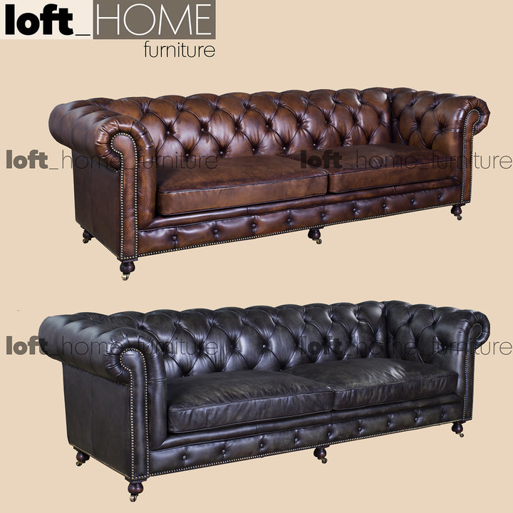 Vintage Genuine Leather 4 Seater Sofa CHESTERFIELD CLASSIC In-context