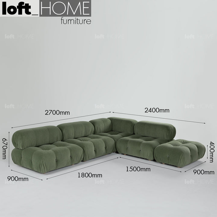 Contemporary Fabric L Shape Sofa CAMALEONDA 3+L Size Chart
