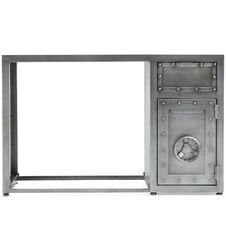 Industrial Metal Study Table HATCH WHEEL White Background