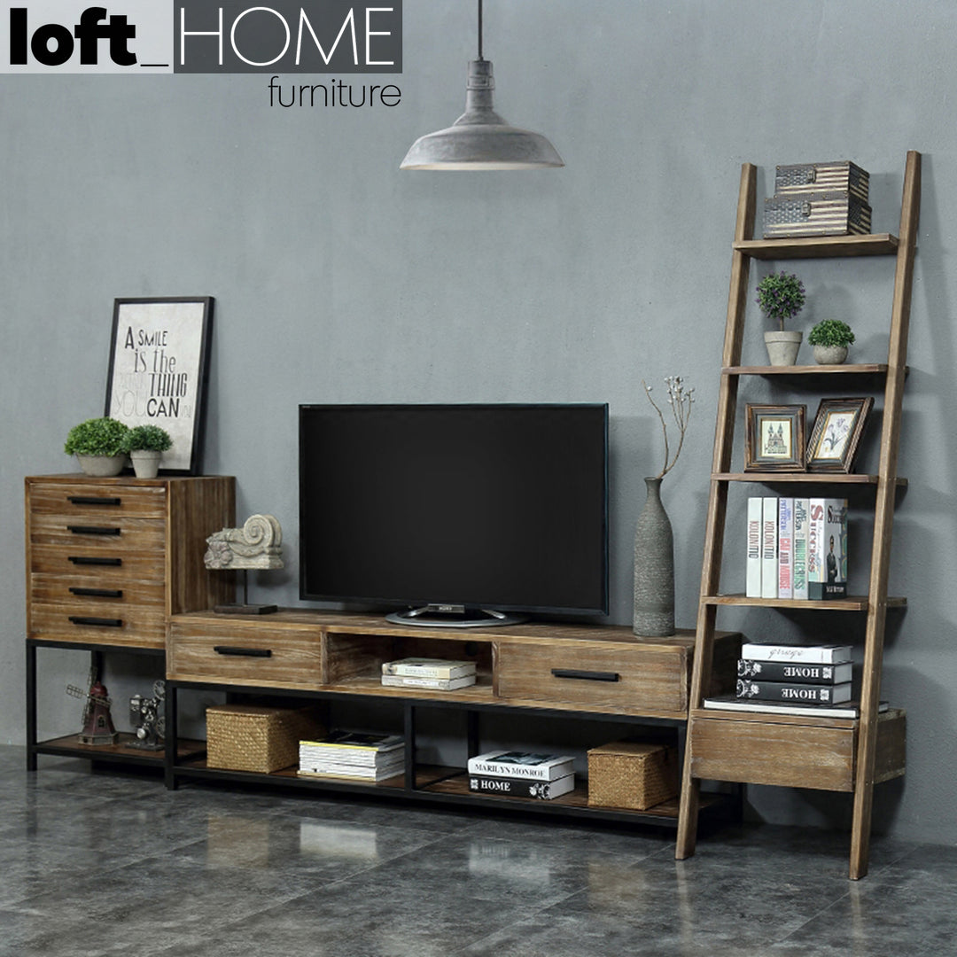Industrial Pine Wood TV Console CLASSIC PINE Detail