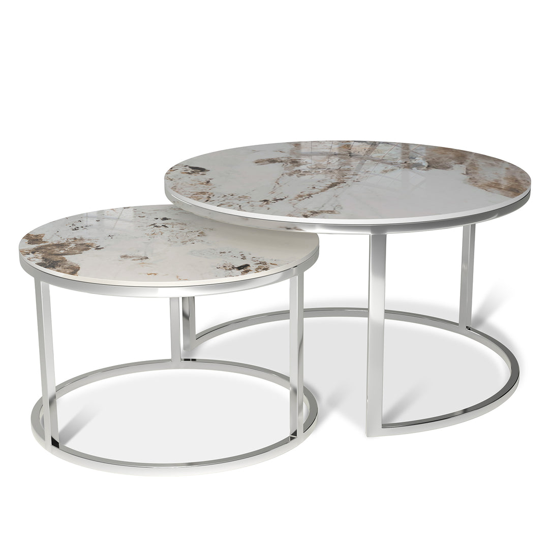 Modern Sintered Stone Coffee Table SILVER Layered