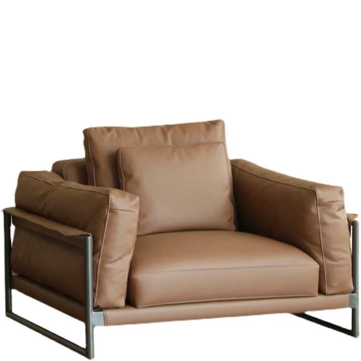 Modern Genuine Leather 1 Seater Sofa TARA White Background
