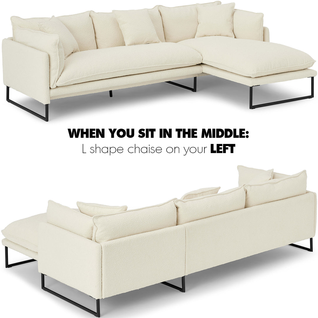Modern Boucle L Shape Sofa MALINI Whitewash 3+L Color Variant