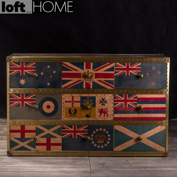 Vintage Aluminium Drawer Cabinet JET UK FLAG Color Swatch