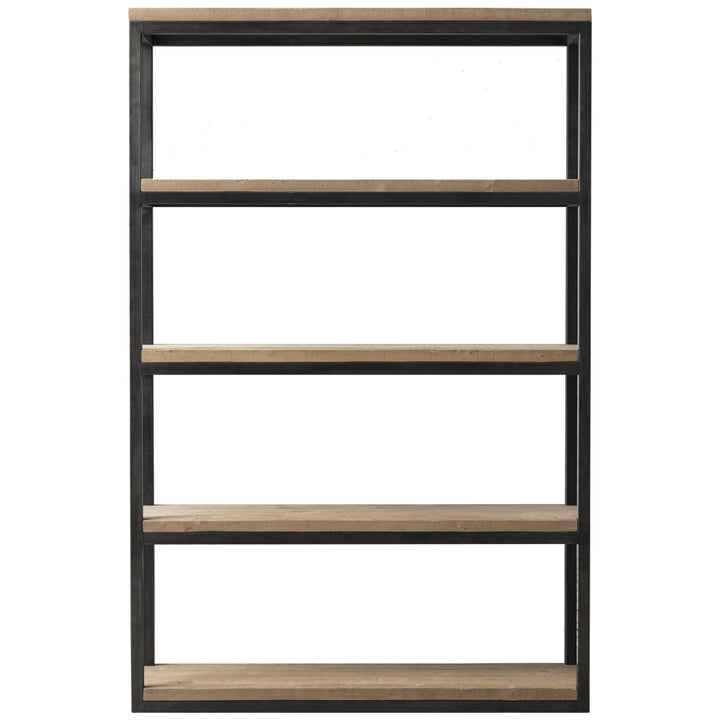 Industrial Wood Shelf Bookshelf MYSTEEL S White Background