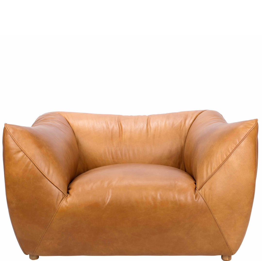 Vintage Genuine Leather 1 Seater Sofa BEANBAG White Background