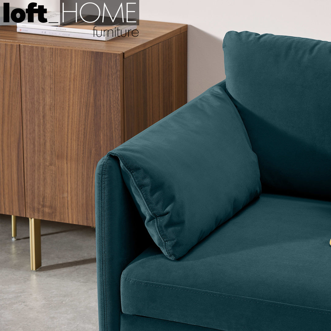 Modern Velvet Sofa Bed HITOMI STEEL BLUE Color Variant