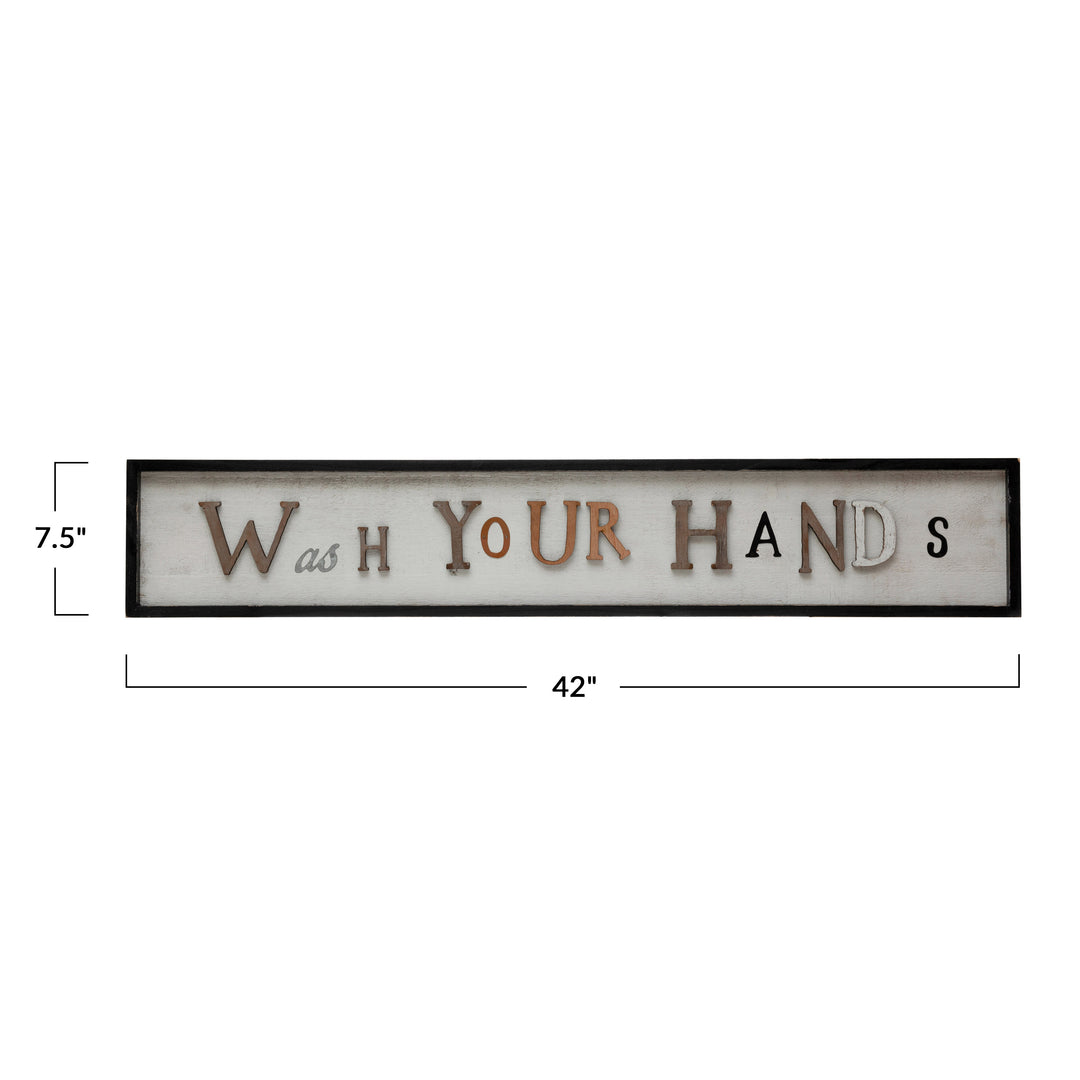 MDF Framed Wall Decor "Wash Your Hands", Multi Color Size Chart