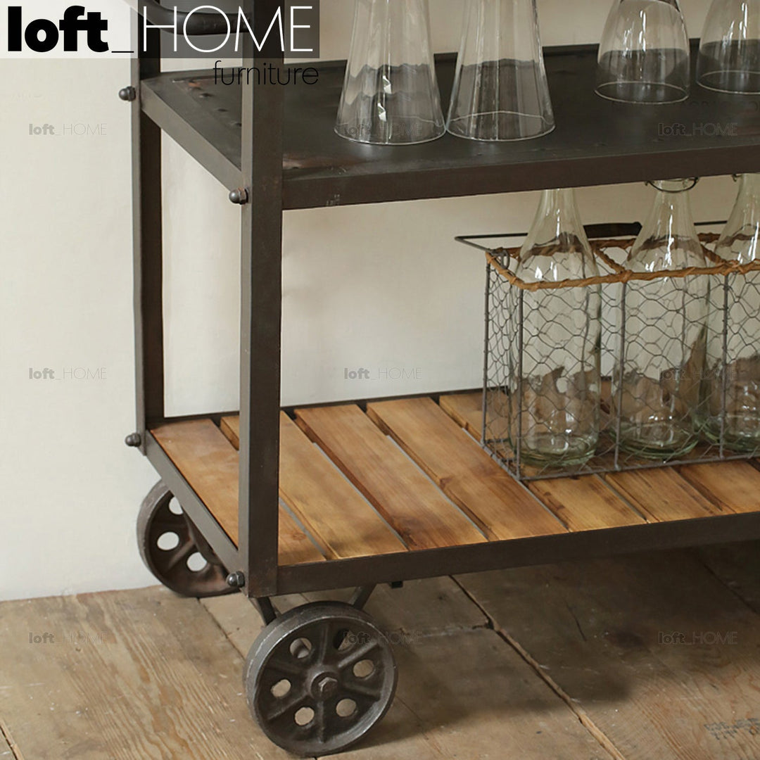 Industrial Wood Side Table TROLLEY Color Variant