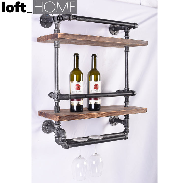 Industrial Wood Wall Shelf PIPE WINE Color Swatch