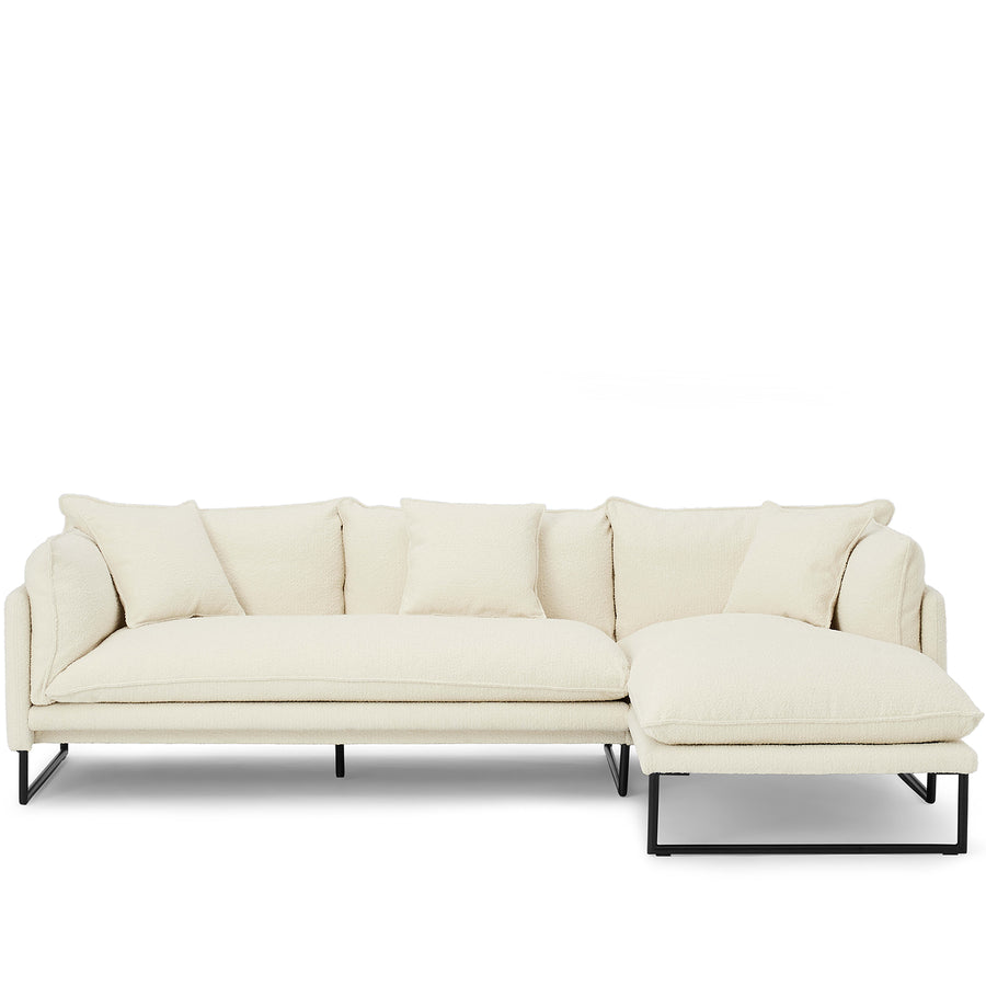Modern Boucle L Shape Sofa MALINI Whitewash 3+L White Background
