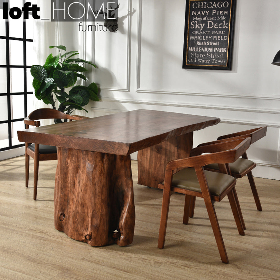 Industrial Pine Wood Live Edge Dining Table WHOLE SOLID WOOD Color Variant