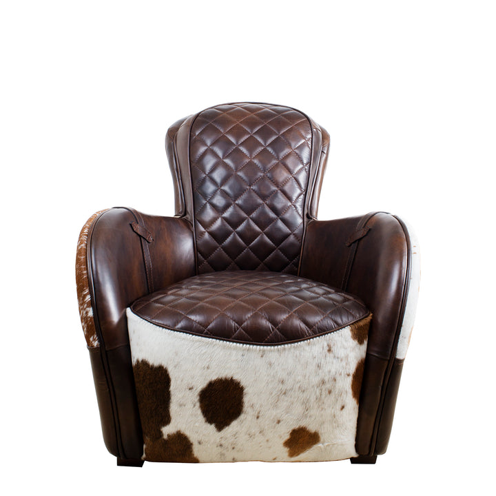 Vintage Cowhair Genuine Leather 1 Seater Sofa MOO Detail 1