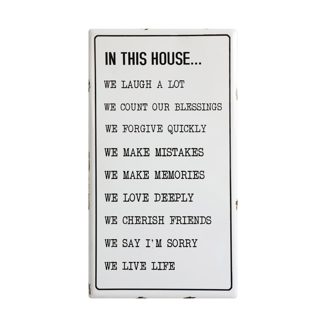 "In This House..." Enameled Wall Plaque White Background