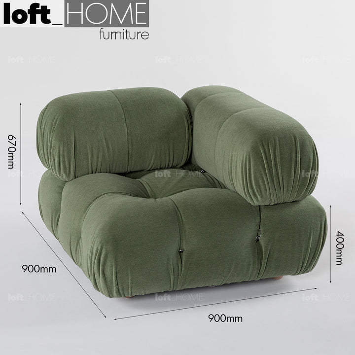Contemporary Fabric 1 Seater Sofa Corner Connection CAMALEONDA Size Chart