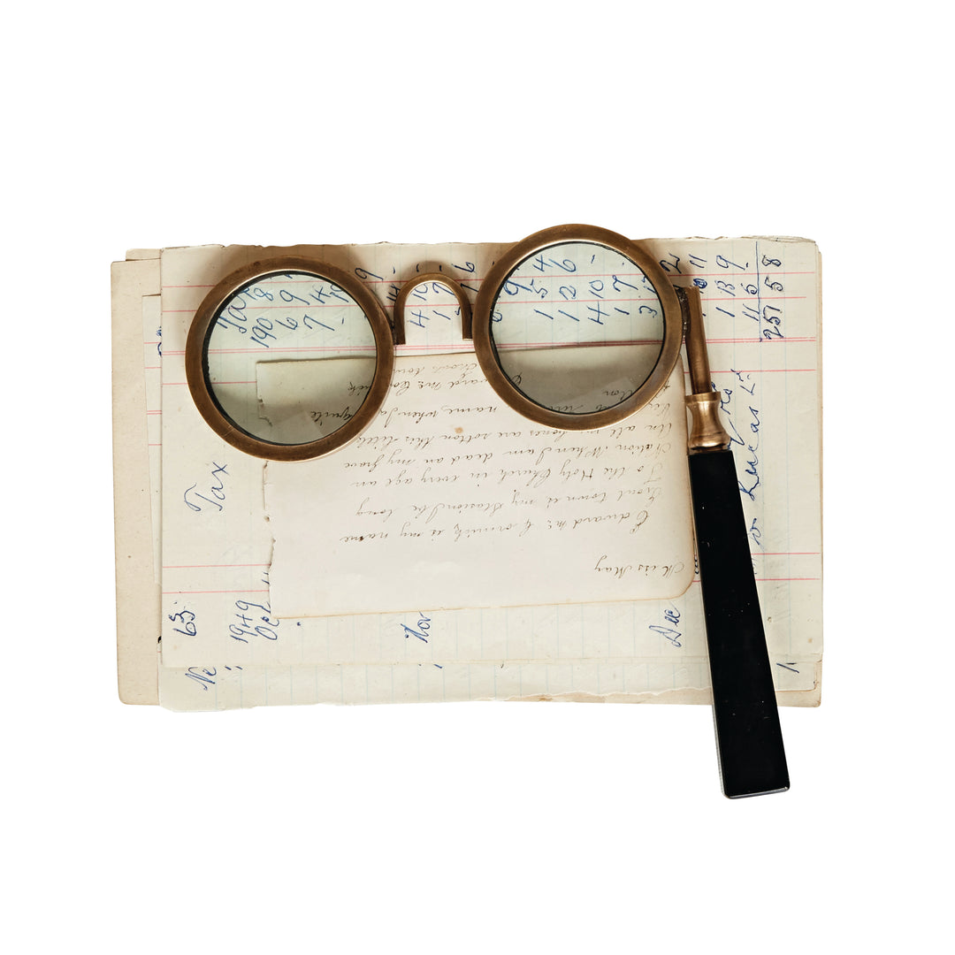 Spectacle Magnifying Glass White Background