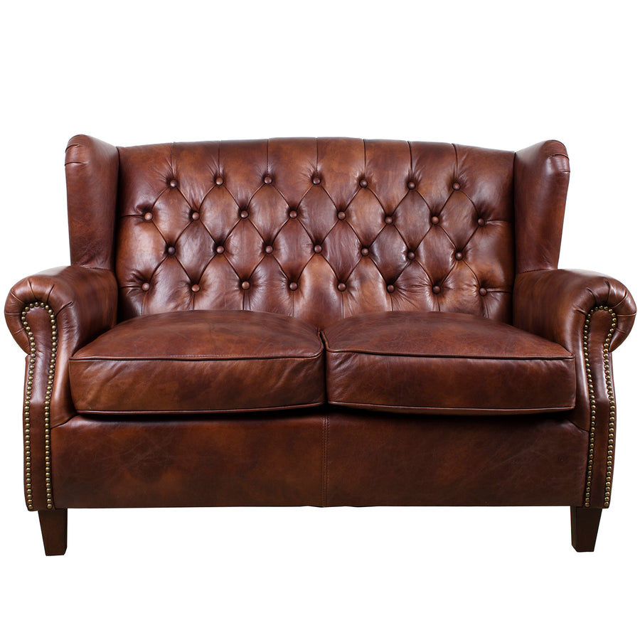 Vintage Genuine Leather 2 Seater Sofa FRANCO White Background