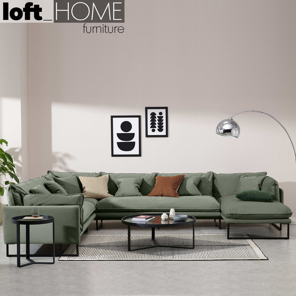 Modern Velvet L shape Sofa MALINI Sage Green 3+3+L Primary Product