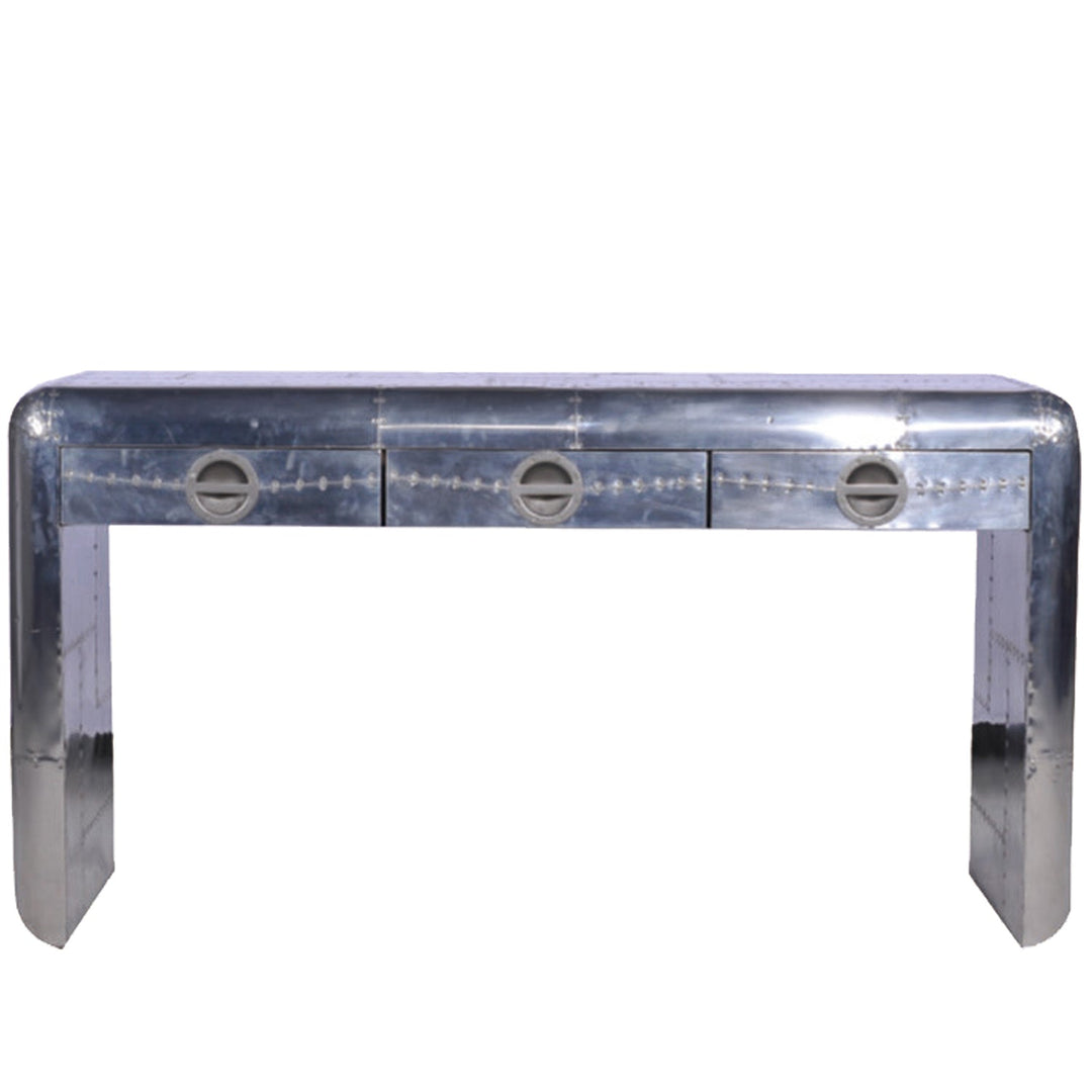 Vintage Aluminium Study Table AIRCRAFT BRASS Close-up