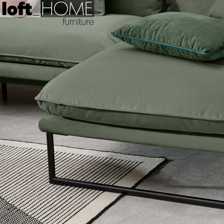 Modern Velvet L shape Sofa MALINI Sage Green 3+3+L Life Style
