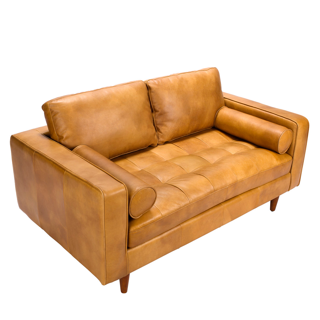 Vintage Genuine Leather 2 Seater Sofa OLGA In-context