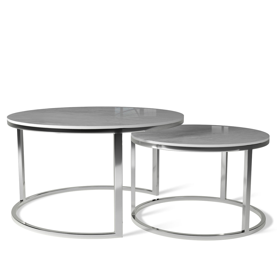 Modern Sintered Stone Coffee Table SILVER White Background