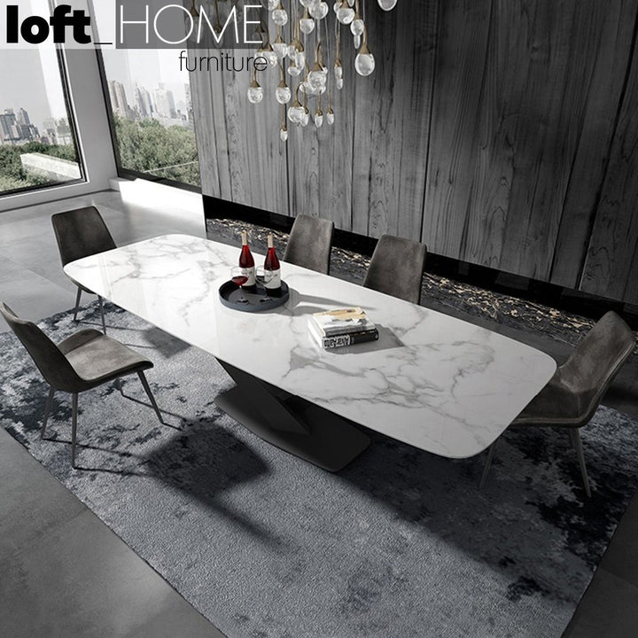 Modern Sintered Stone Dining Table STRATOS BLACK PRO Panoramic