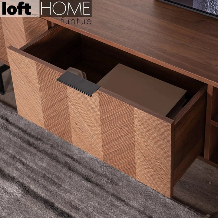 Tv console liam low in details.