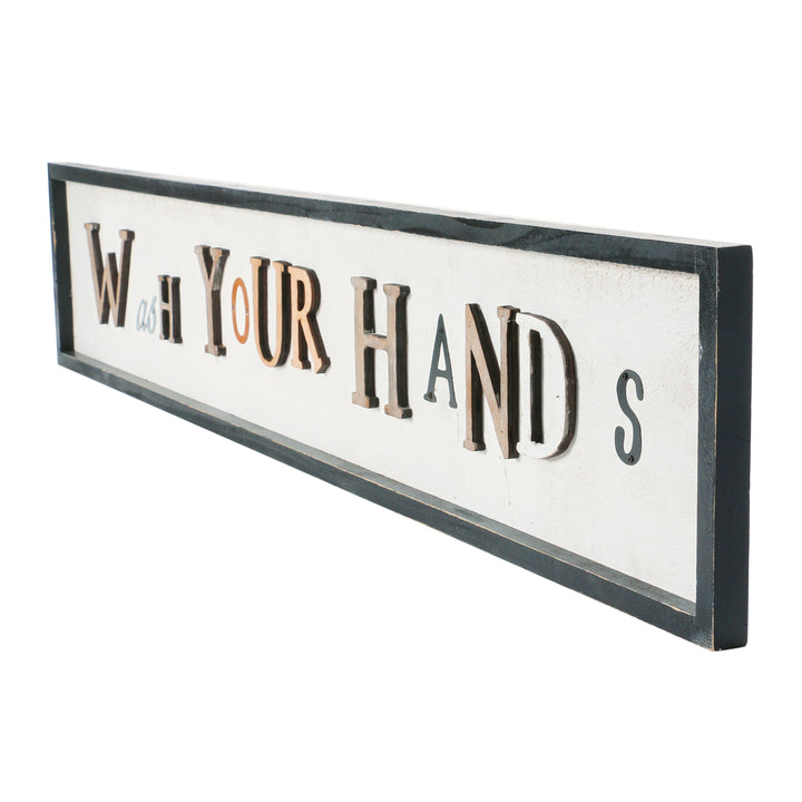 MDF Framed Wall Decor "Wash Your Hands", Multi Color Color Swatch