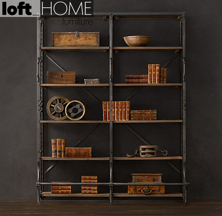 Industrial Wood Shelf Bookshelf CLIMBER In-context