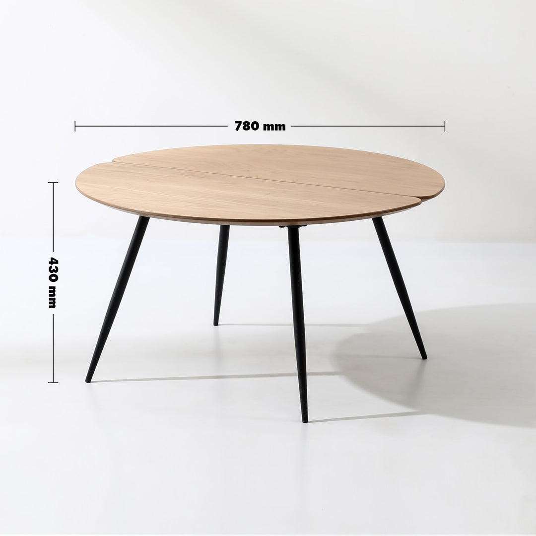 Scandinavian Wood Coffee Table VALBOARD ROUND Size Chart
