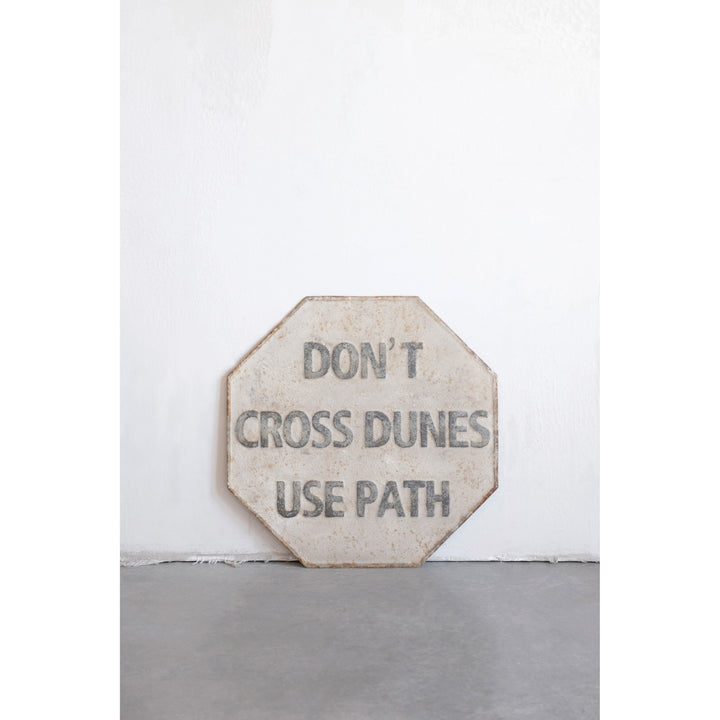 Embossed Metal Vintage Reproduction Wall Decor "Don't Cross Dunes Use Path" Primary Product