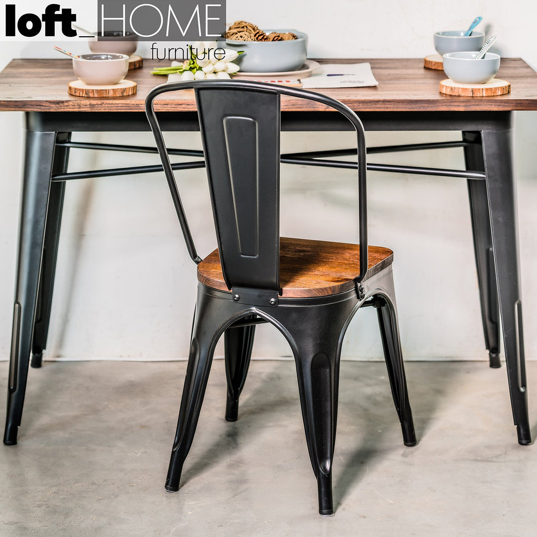 Industrial Elm Wood Dining Chair Sanctum X In-context