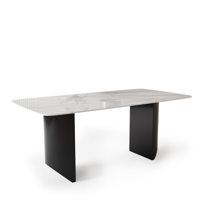 Modern Sintered Stone Dining Table WEDGE BLACK Situational