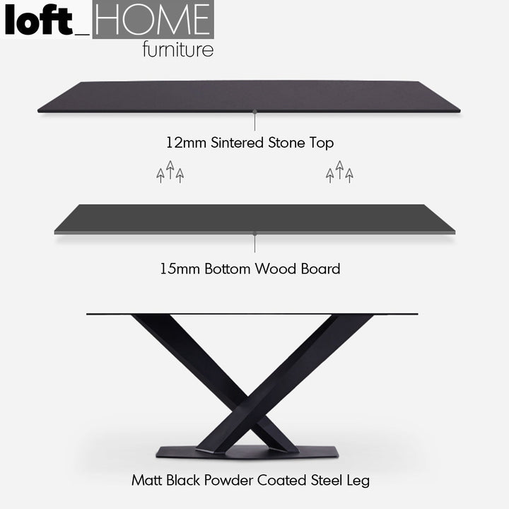 Modern Sintered Stone Dining Table STRATOS BLACK Detail