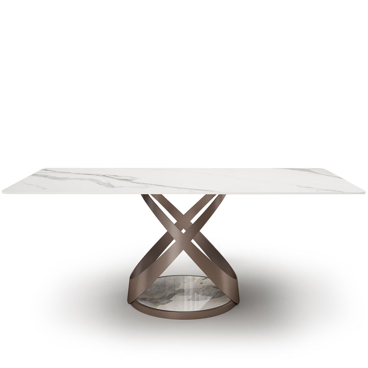 Modern Sintered Stone Dining Table CAPRI DULL GOLD White Background