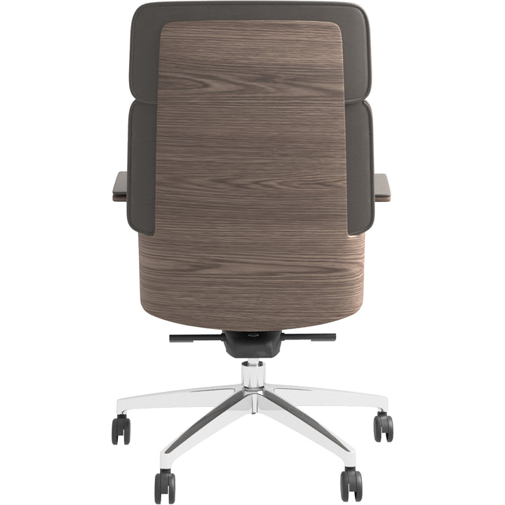 Minimalist Genuine Leather Office Chair RETRO High Back Bent Plate Detail
