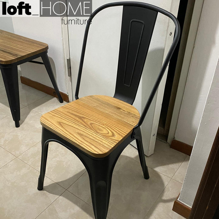 Industrial Elm Wood Dining Chair Sanctum X Detail 12