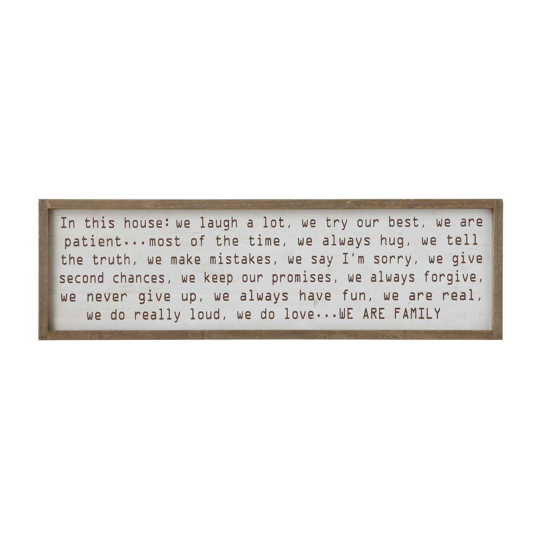 "In this House..." Wood Framed Wall Decor White Background