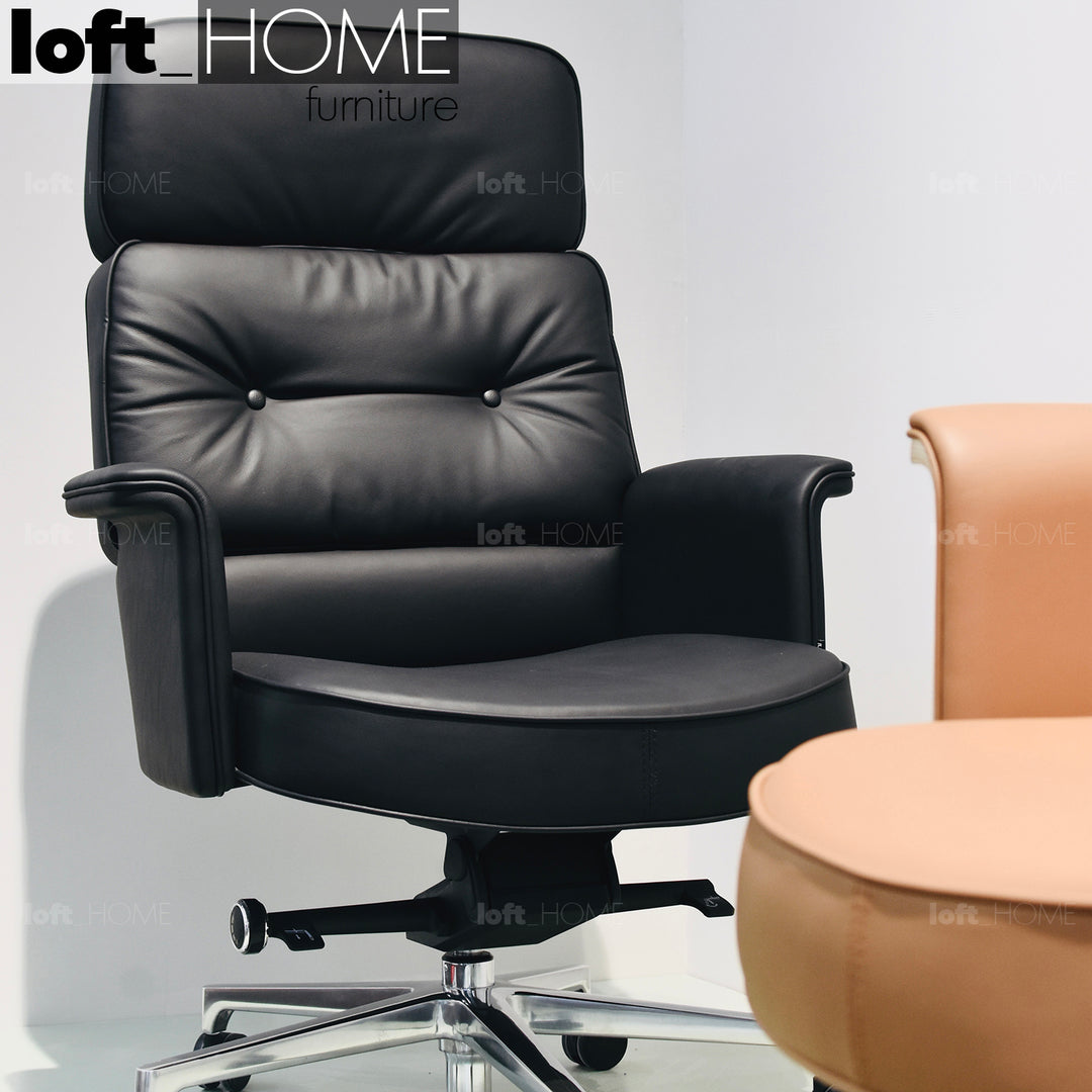 Genuine Leather Office Chair RETRO HIGH BACK FULL LEATHER Close-up