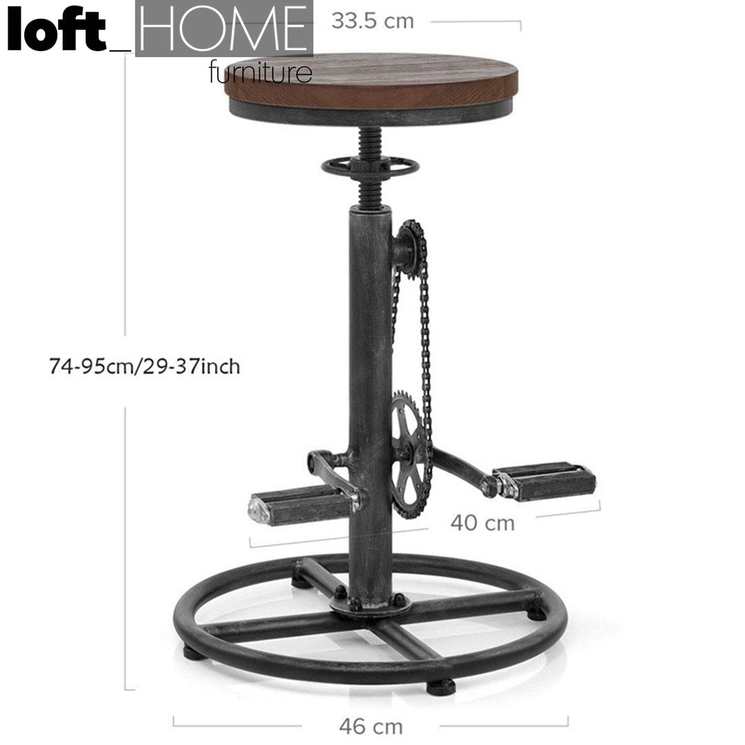 Industrial Wood Height Adjustable Bar Stool BICYCLE Size Chart