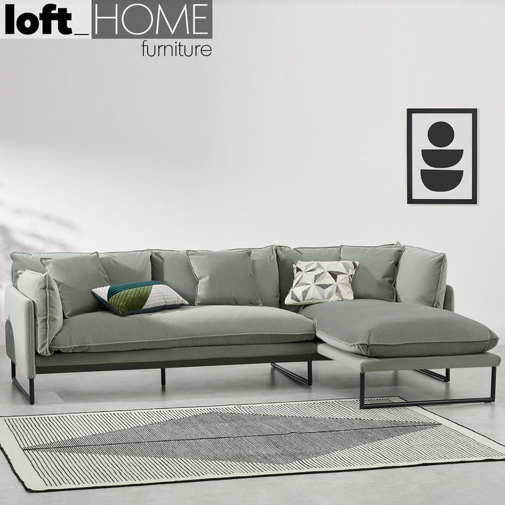Modern Velvet L shape Sofa MALINI Sage Green 3+L Primary Product